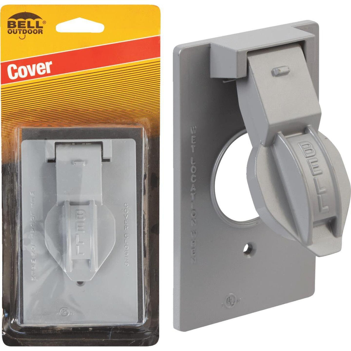 Bell Single Gang Vertical Mount Die-Cast Metal Gray Weatherproof Outdoor  Outlet Cover, Carded - AR - MO - Powell Feed and Milling