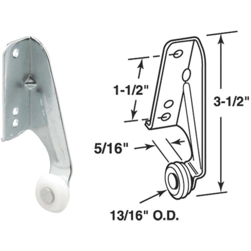 Prime-Line Steel White Nylon 3-3/8 Left Hand Rear Drawer Roller (2 Count)