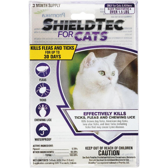 ShieldTec 3-Month Supply Flea & Tick Treatment For Cats Over 1-1/2 Lb.