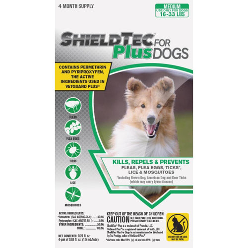 ShieldTec Plus 3-Month Supply Flea & Tick Treatment For Medium Size Dogs 16 Lb. to 33 Lb.