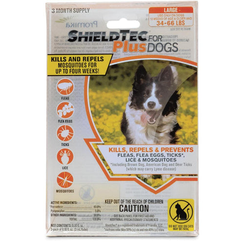 ShieldTec Plus 3-Month Supply Flea & Tick Treatment For Large Size Dogs 34 Lb. to 66 Lb.