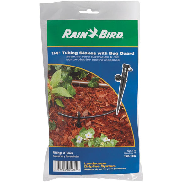 Rain Bird 1/4 In. Tubing Plastic Tubing Stake with Bug Guard (10-Pack)