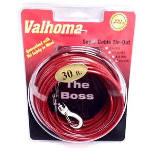 Valhoma Cable Tie-Out 10 Ft. for Medium Dogs (Red/Large Cable)