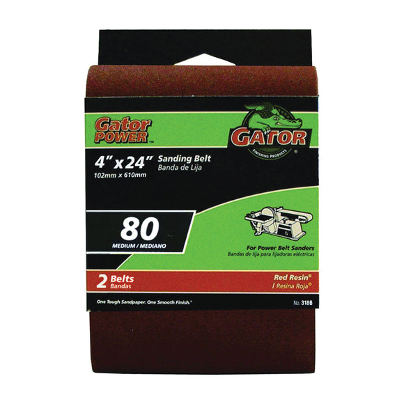 Gator Aluminum Oxide sanding belts  4 x 24 80 Grit