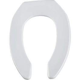 Elongated Commercial Plastic Open Front Toilet Seat, STA-TITE(TM) Hinge, White