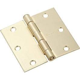 Door Hinge, Interior, Square-Edge, Satin Brass, 3.5-In.