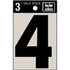 Address Numbers, 4, Black Vinyl, Adhesive, 3-In.