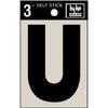 Address Letters, U, Black Vinyl, Adhesive, 3-In.