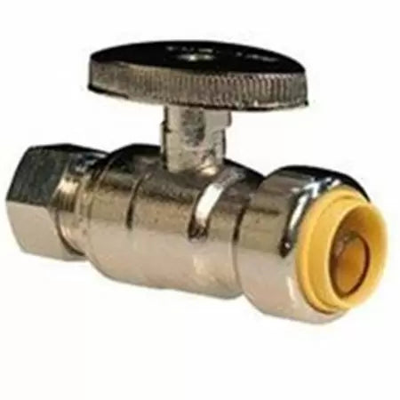 B & K Industries Brass Push Straight Valve 1/2” x 3/8”