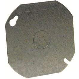 Octagon Cover, Flat, Steel, .5-In. Knockout, 4-In. Blank