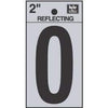 Address Number 0, Reflective Black Vinyl, 2-In.