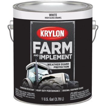 Krylon K01963000 Farm & Implement Paint Paint, Gloss White ~ Gal