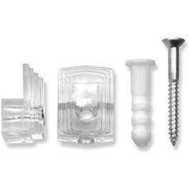 Mirror Holders With Screws & Anchors, Plastic, 1/8-In., 4-Pc.