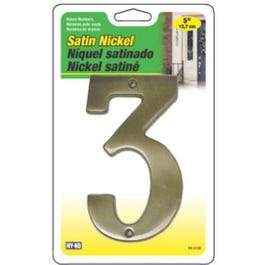 Prestige Series House Address Number 3, Satin Nickel, 5-In.