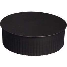 Black Stove Pipe Clean Out Tee Cap With Crimp, 24-Ga., 8-In.