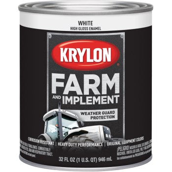 Krylon K02021000 Farm & Implement Paint, Gloss White ~ Qt