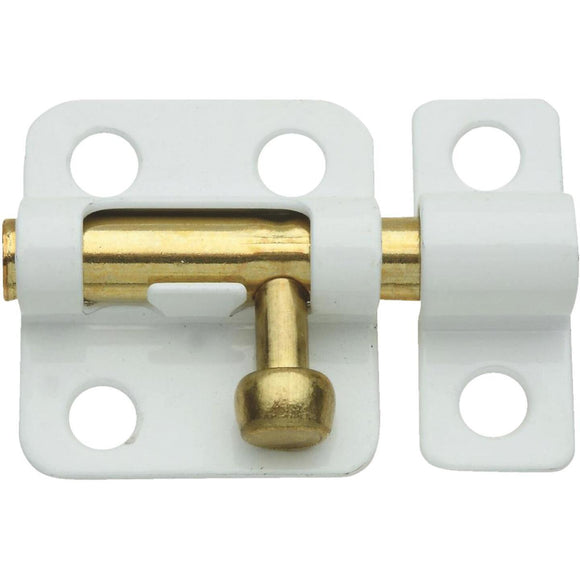 National 2 In. White Cellar Window Barrel Bolt