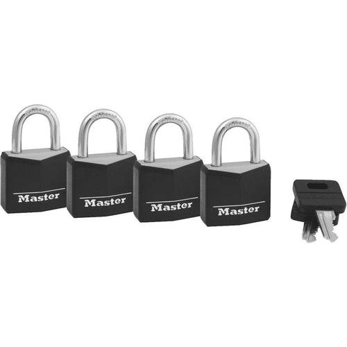 Master Lock 1-3/16 In. W. Black Covered Keyed Alike Padlock (4-Pack)