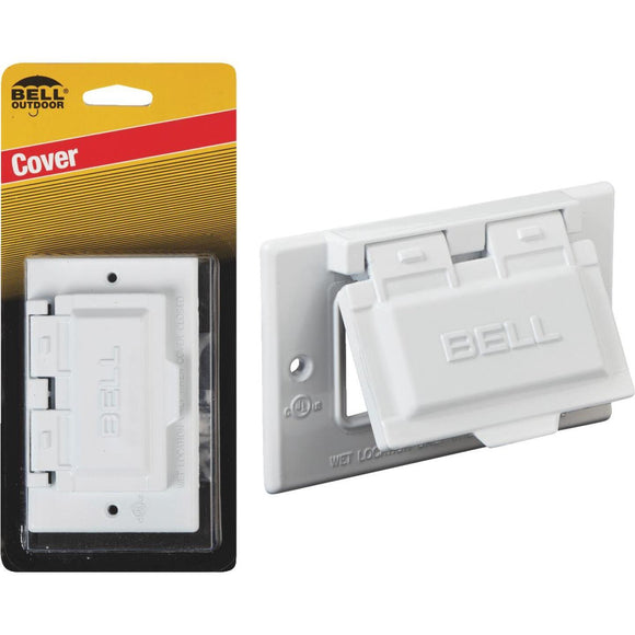 Bell Single Gang Horizontal GFCI Aluminum White Weatherproof Outdoor Electrical Cover