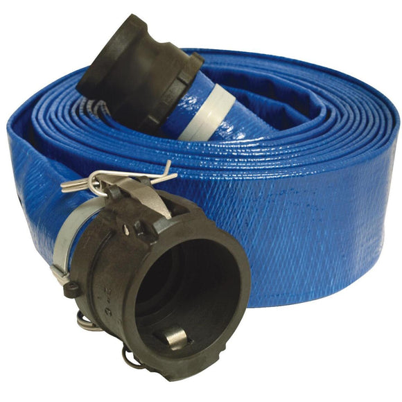 Apache 2 In. x 50 Ft. Blue Lay Flat Discharge Hose w/Poly Cam Lock Fittings