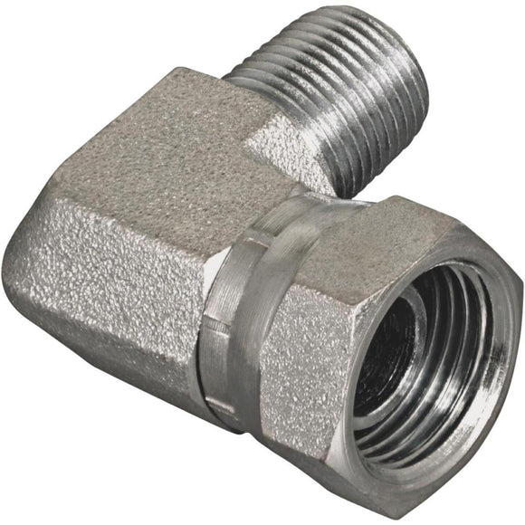 Apache 3/8 In. Male Pipe x 3/8 In. Female Pipe Swivel 90 Deg. Hydraulic Hose Adapter