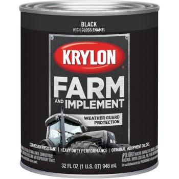 Krylon K02020000 Farm & Equipment Paint, Gloss Black ~ Qt