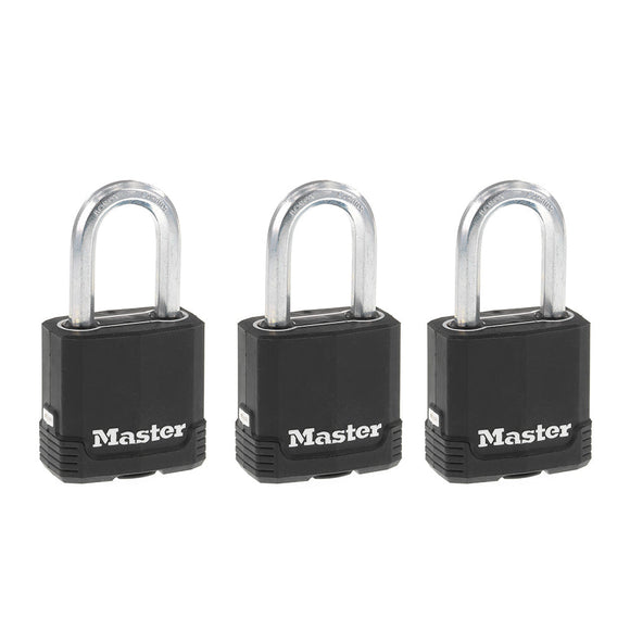 Master Lock 1-7/8in (48mm) Wide Magnum® Covered Laminated Steel Padlock with 1-1/2in (38mm) Shackle; 3-Pack