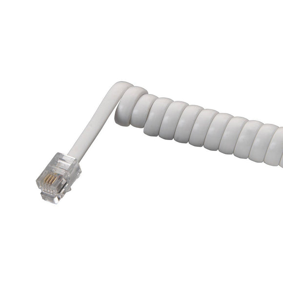 AmerTac Zenith White Coiled Phone Cord