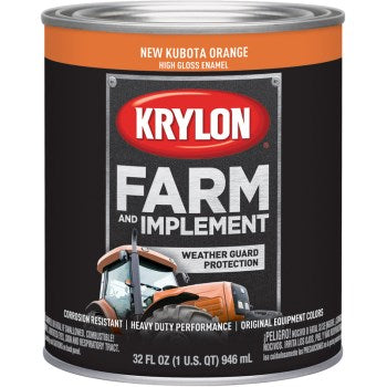 Krylon K02043000 Farm Implement Paint, New Kubota Orange ~ Qt