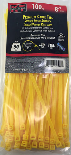 K-T Industries 8 Yellow Standard Duty, 100/Pk