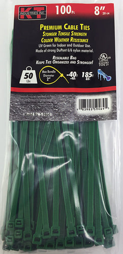 K-T Industries 8 Green Standard Duty, 100/Pk