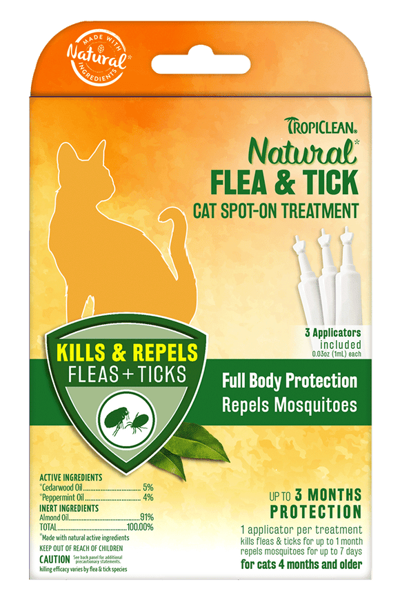 TropiClean Natural Flea & Tick Spot-On Treatment for Cats